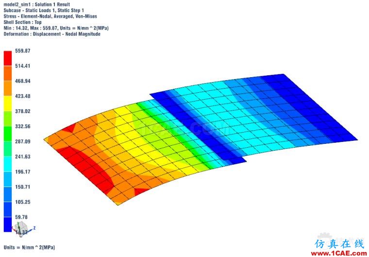 4-仿真結(jié)果.png NX Nastran CWELD點(diǎn)焊建模要點(diǎn)ansys workbanch圖片5