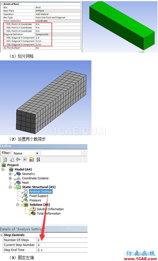 如何在ANSYS WORKBENCH中進行多載荷步的靜力分析？ansys workbanch圖片2